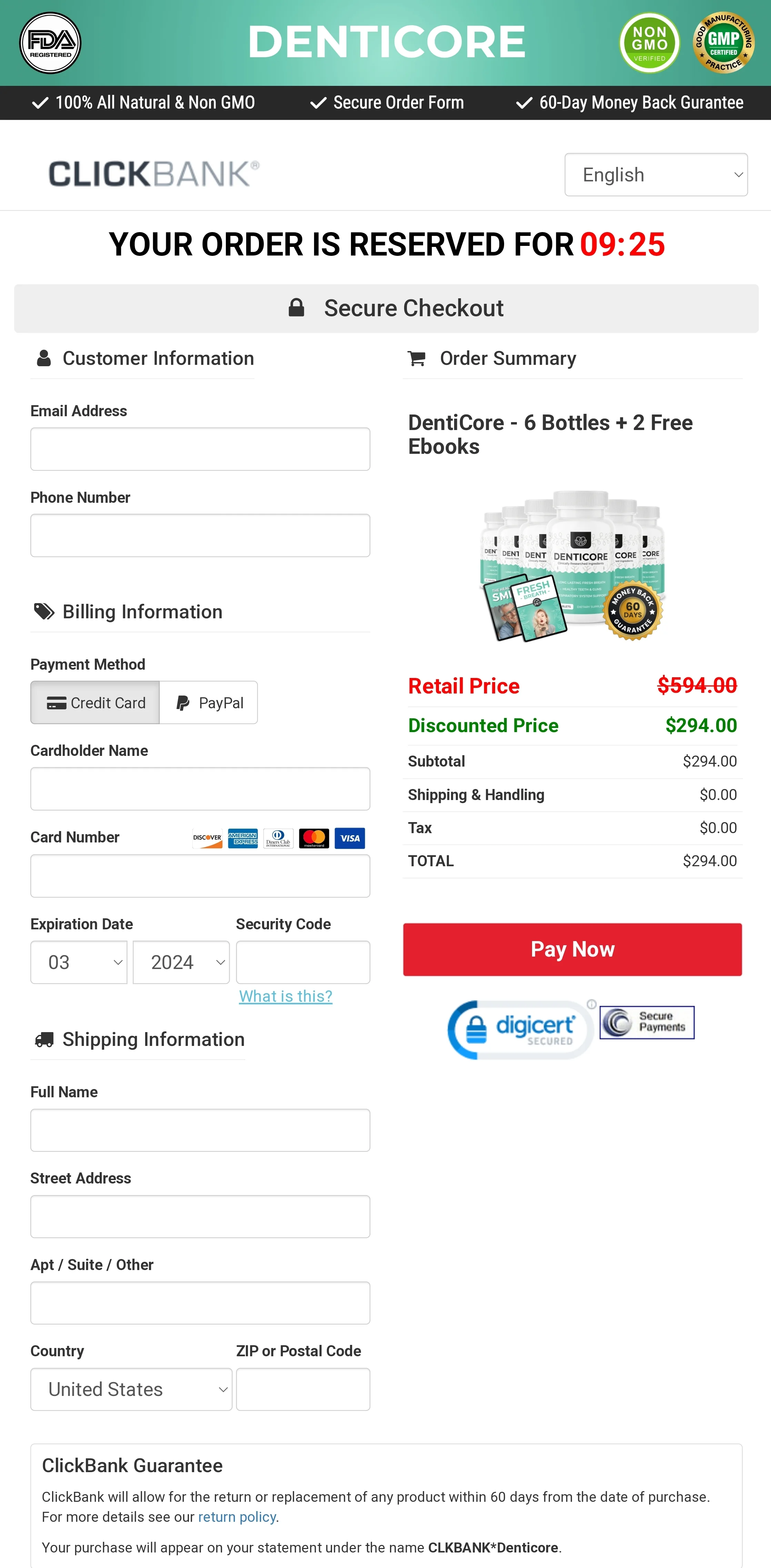 DentiCore order form